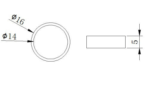 60KHz Piezoelectric Tube Diameter Ø16xØ14x5mm For Ultrasonic Hydrophone